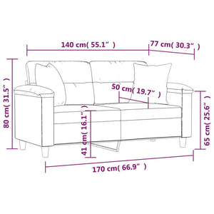 Schwarzes 2-Sitzer Sofa mit Kissen
