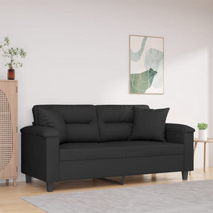 Schwarzes 2-Sitzer Sofa mit Kissen
