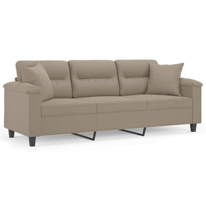 3-Sitzer Sofa Taupe mit Kissen
