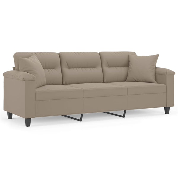 3-Sitzer Sofa Taupe mit Kissen
