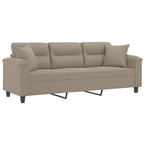 3-Sitzer Sofa Taupe mit Kissen