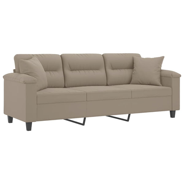 3-Sitzer Sofa Taupe mit Kissen