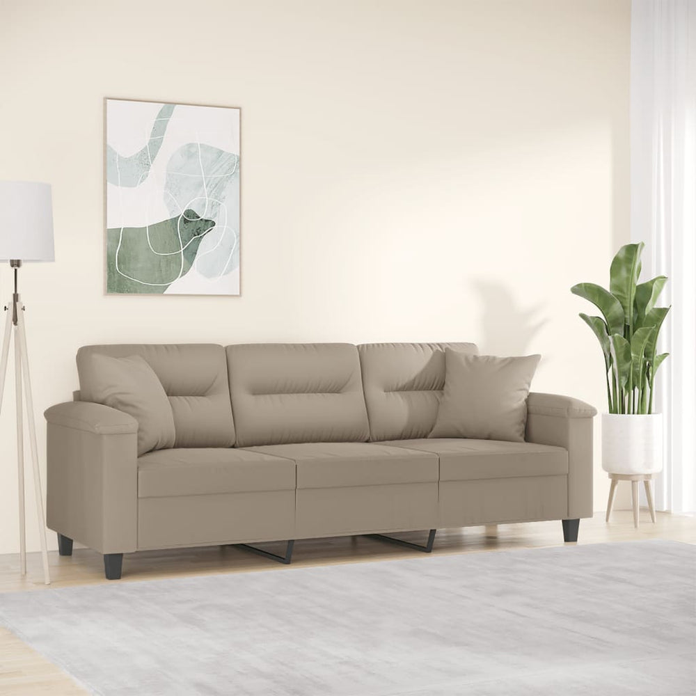 3-Sitzer Sofa Taupe mit Kissen