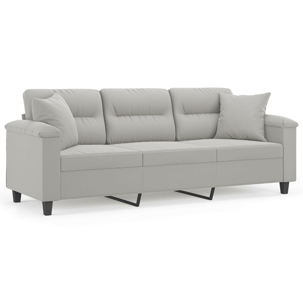 3-Sitzer Sofa Hellgrau mit Kissen