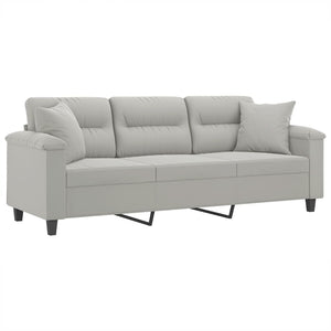 3-Sitzer Sofa Hellgrau mit Kissen