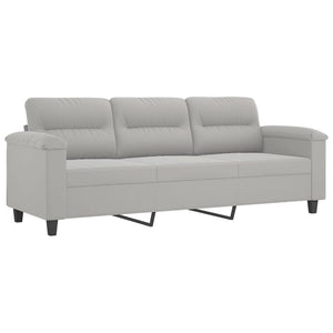 3-Sitzer Sofa Hellgrau mit Kissen