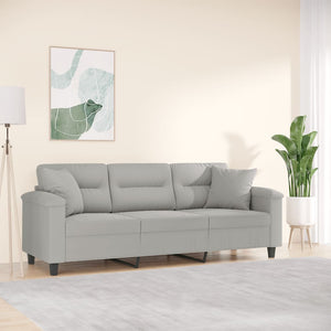 3-Sitzer Sofa Hellgrau mit Kissen