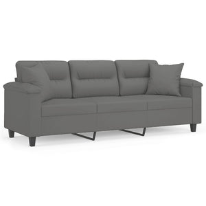 Dunkelgraues 3-Sitzer Sofa mit Kissen
