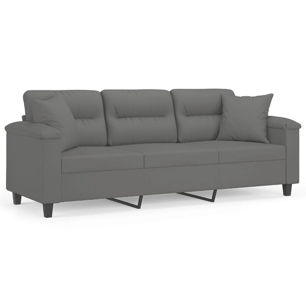 Dunkelgraues 3-Sitzer Sofa mit Kissen