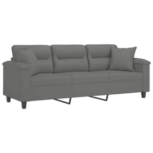 Dunkelgraues 3-Sitzer Sofa mit Kissen