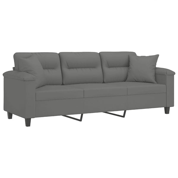 Dunkelgraues 3-Sitzer Sofa mit Kissen