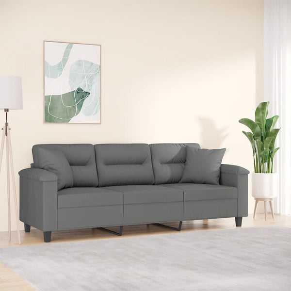 Dunkelgraues 3-Sitzer Sofa mit Kissen