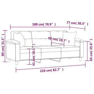 Schwarzes 3-Sitzer Sofa mit Kissen