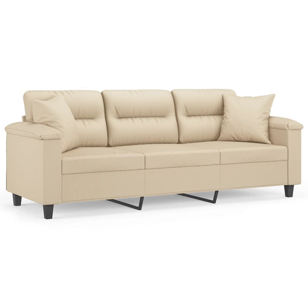 3-Sitzer Sofa Creme Mikrofaser 180 cm