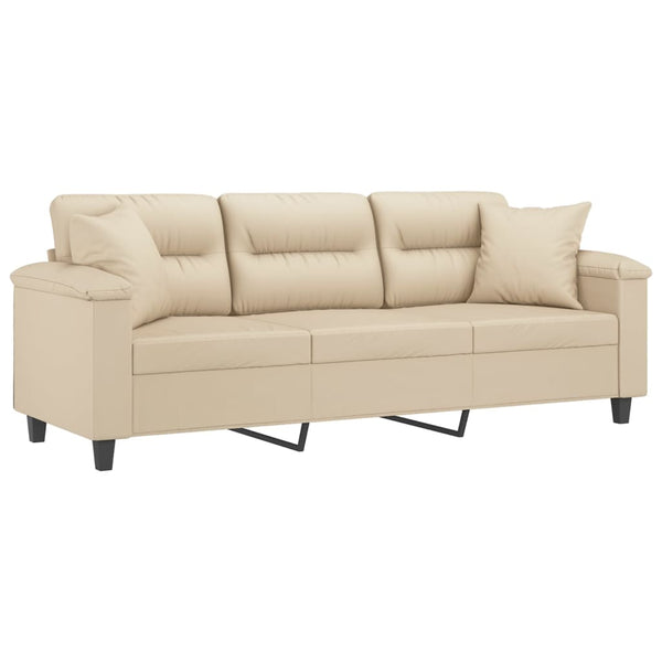 3-Sitzer Sofa Creme Mikrofaser 180 cm