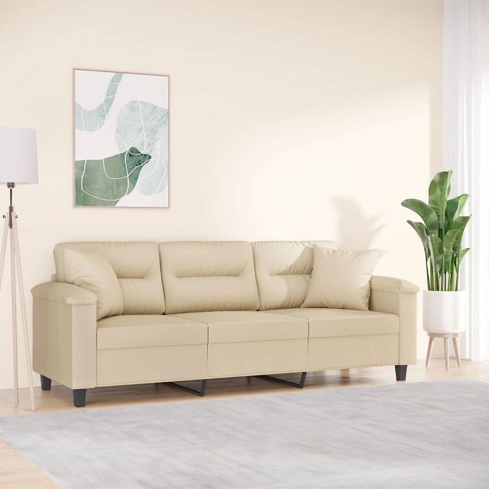 3-Sitzer Sofa Creme Mikrofaser 180 cm