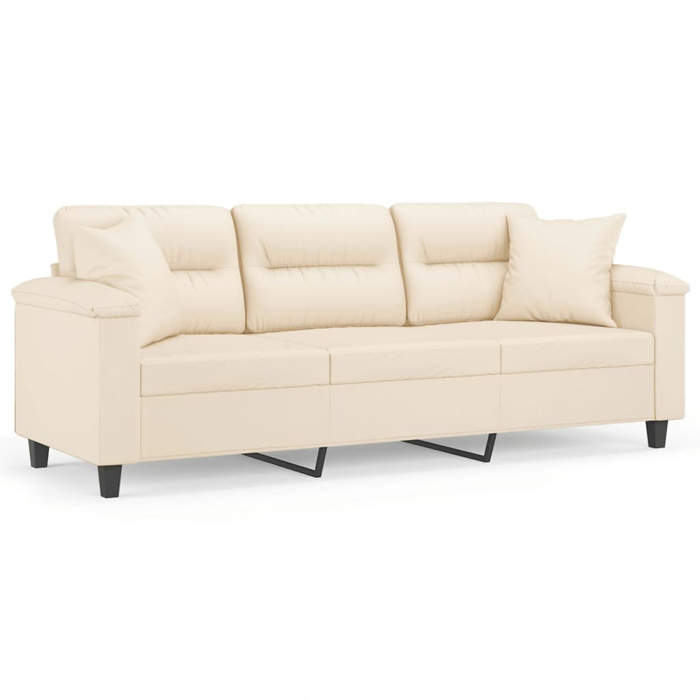 Beige 3-Sitzer Sofa mit Kissen 180cm