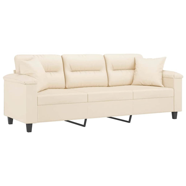 Beige 3-Sitzer Sofa mit Kissen 180cm