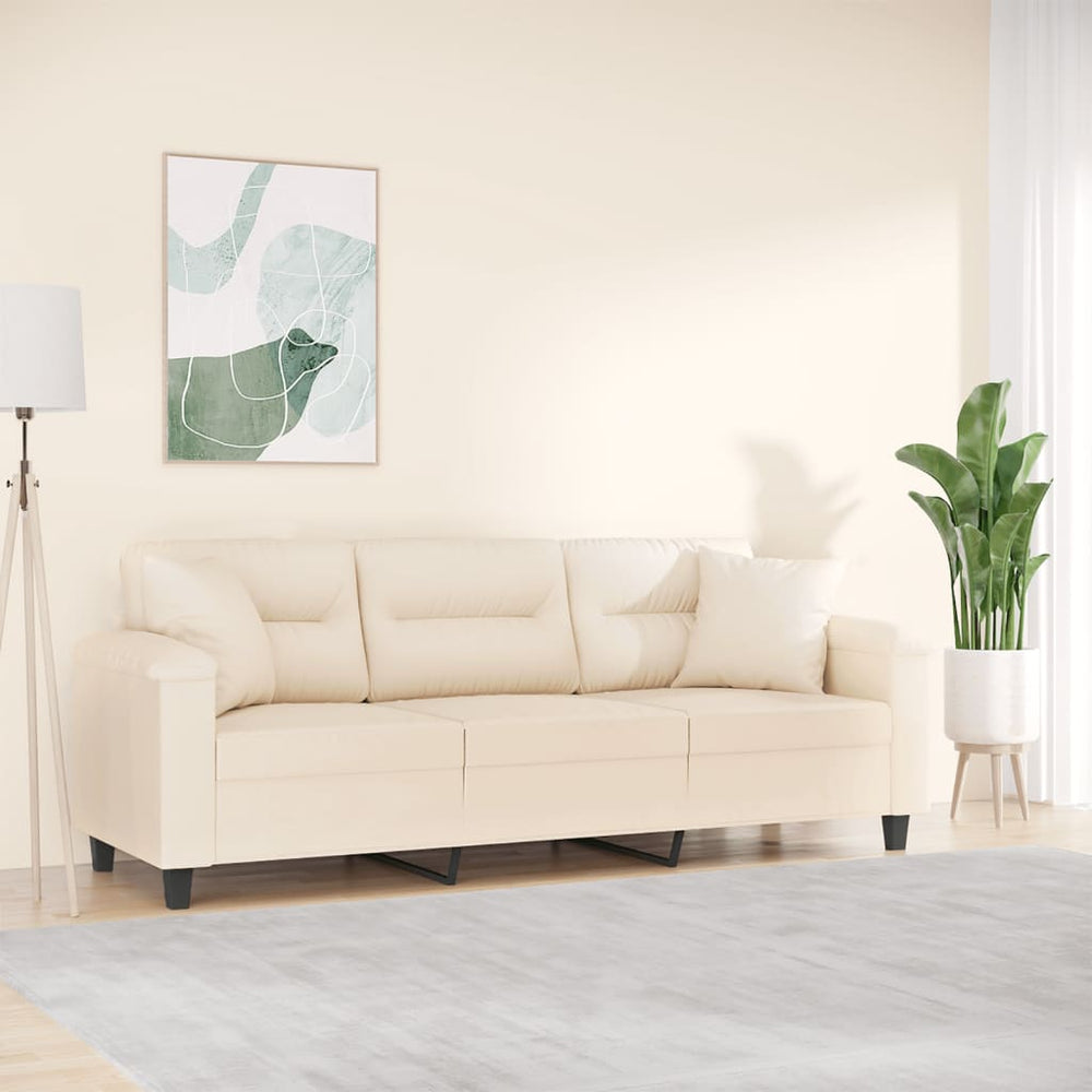 Beige 3-Sitzer Sofa mit Kissen 180cm