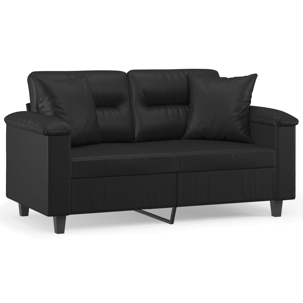 Schwarzes 2-Sitzer Sofa Kunstleder 120cm
