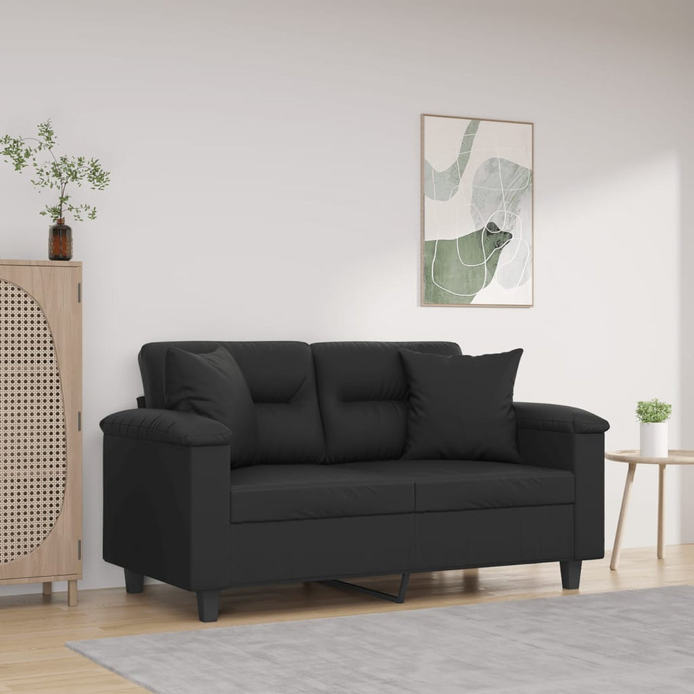 Schwarzes 2-Sitzer Sofa Kunstleder 120cm