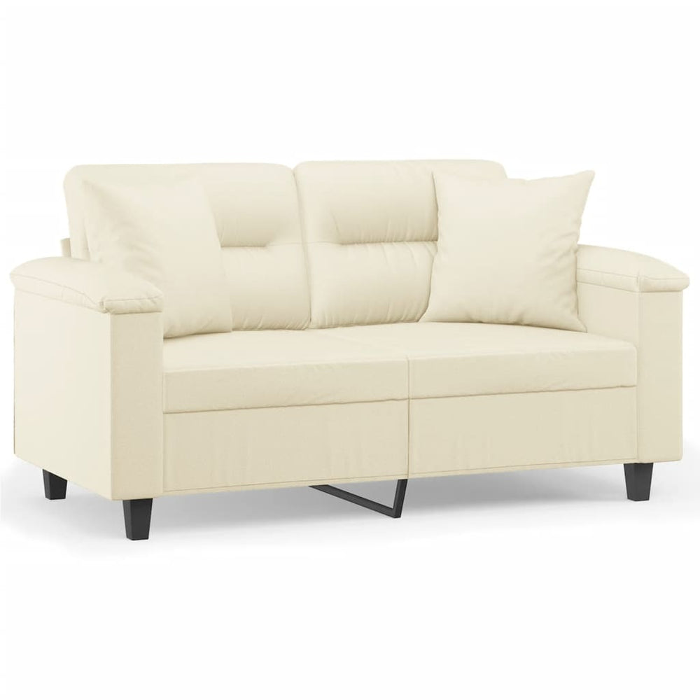 Creme Kunstleder 2-Sitzer Sofa mit Kissen