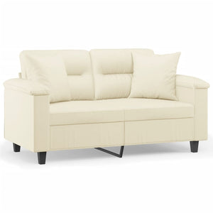 Creme Kunstleder 2-Sitzer Sofa mit Kissen