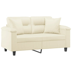 Creme Kunstleder 2-Sitzer Sofa mit Kissen