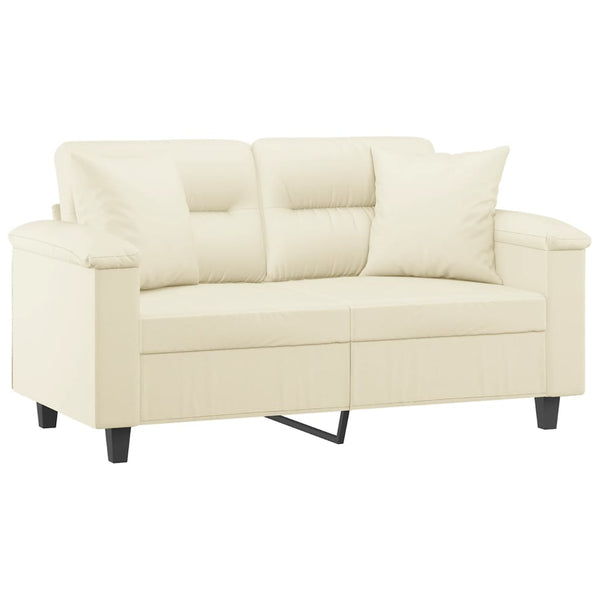 Creme Kunstleder 2-Sitzer Sofa mit Kissen
