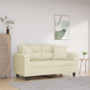 Creme Kunstleder 2-Sitzer Sofa mit Kissen