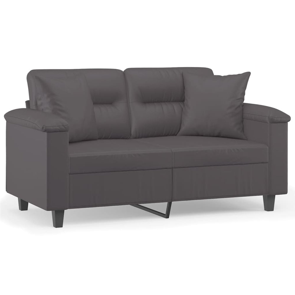 Graues 2-Sitzer Sofa Kunstleder 120cm