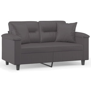 Graues 2-Sitzer Sofa Kunstleder 120cm