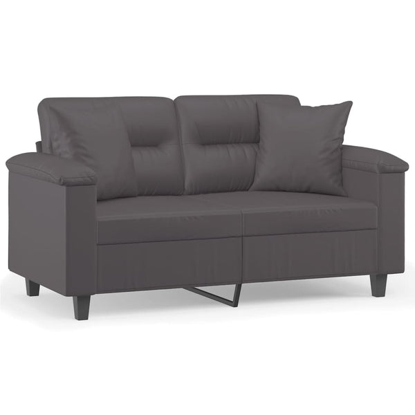 Graues 2-Sitzer Sofa Kunstleder 120cm