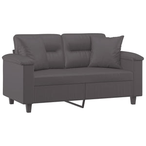 Graues 2-Sitzer Sofa Kunstleder 120cm