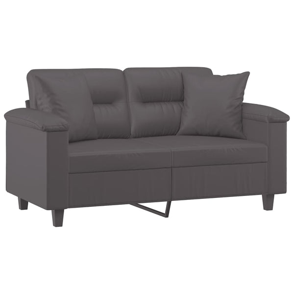 Graues 2-Sitzer Sofa Kunstleder 120cm