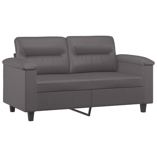 Graues 2-Sitzer Sofa Kunstleder 120cm