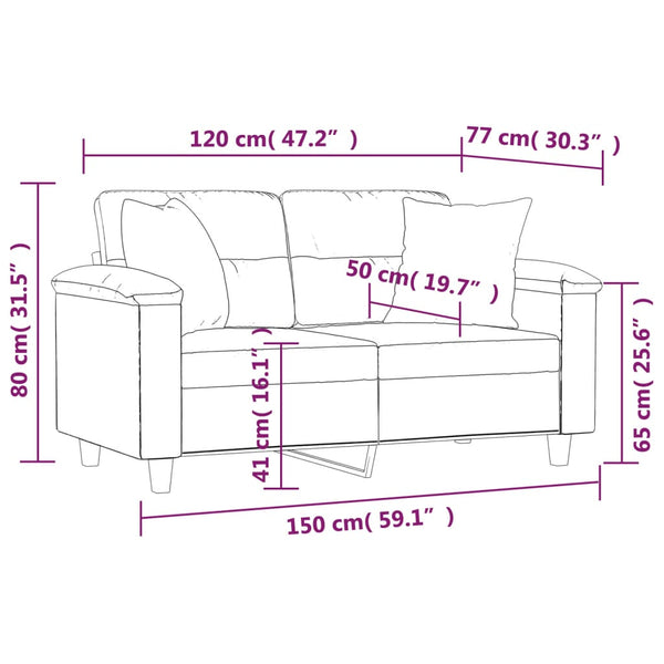 Graues 2-Sitzer Sofa Kunstleder 120cm