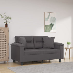Graues 2-Sitzer Sofa Kunstleder 120cm