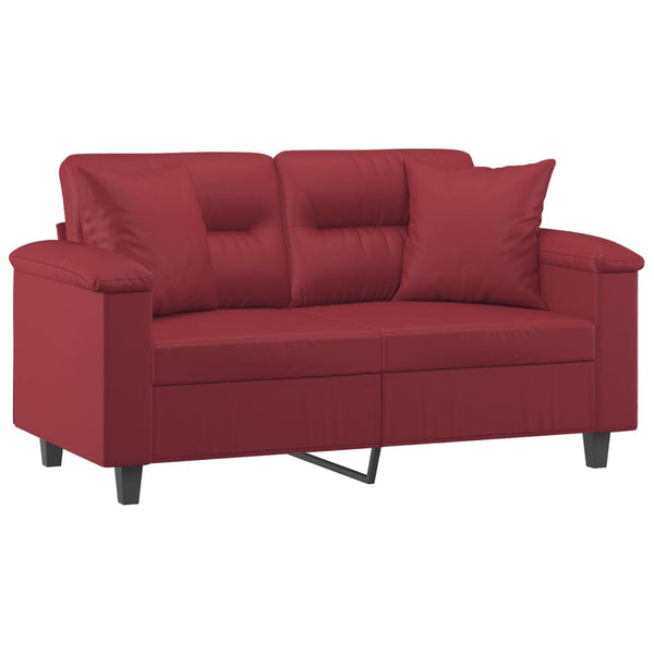 Weinrotes 2-Sitzer Sofa Kunstleder 120cm