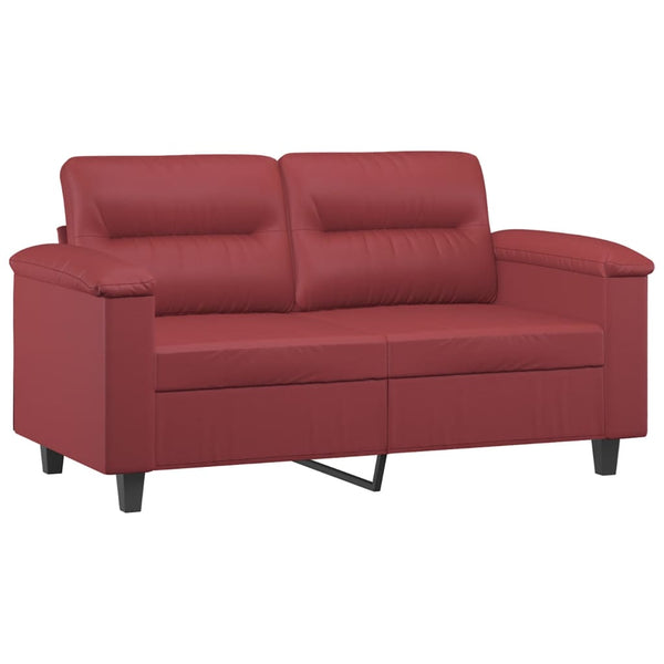 Weinrotes 2-Sitzer Sofa Kunstleder 120cm