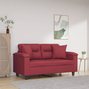 Weinrotes 2-Sitzer Sofa Kunstleder 120cm
