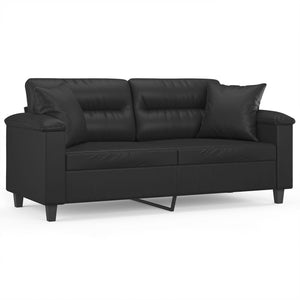 vidaXL Canapé 2 places avec coussins décoratifs Noir 140 cm Similicuir