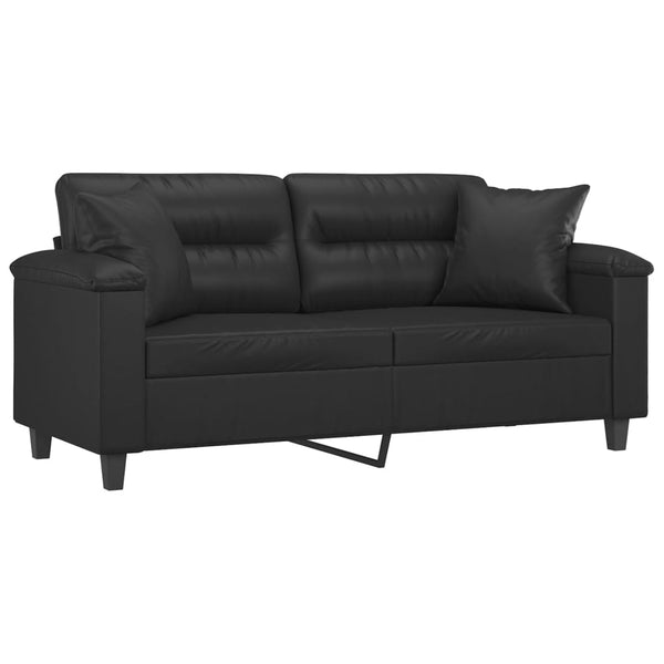 vidaXL Canapé 2 places avec coussins décoratifs Noir 140 cm Similicuir