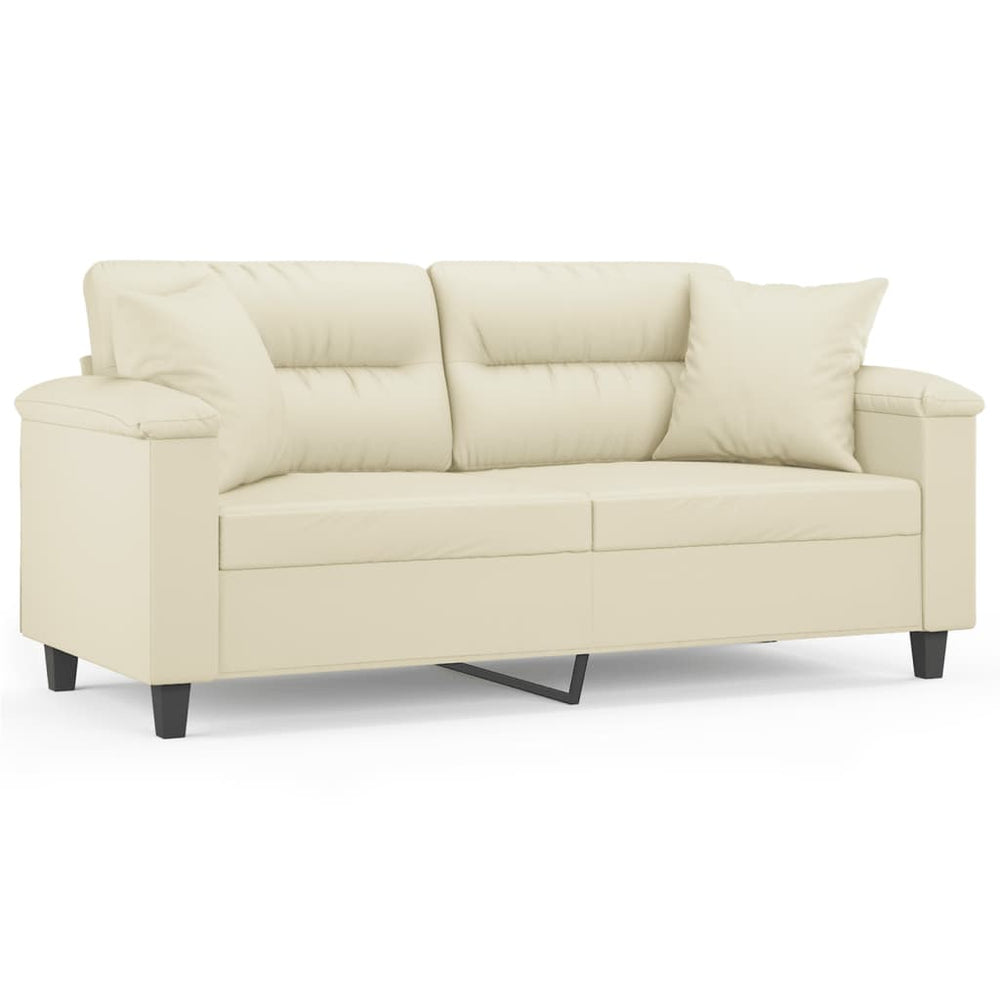 Creme Kunstleder 2-Sitzer Sofa mit Kissen