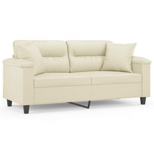 Creme Kunstleder 2-Sitzer Sofa mit Kissen