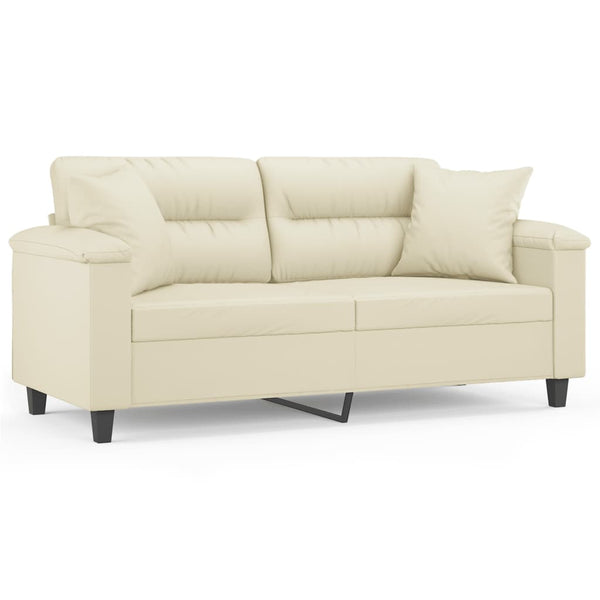 Creme Kunstleder 2-Sitzer Sofa mit Kissen
