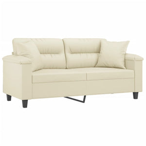 Creme Kunstleder 2-Sitzer Sofa mit Kissen