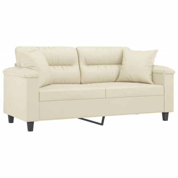 Creme Kunstleder 2-Sitzer Sofa mit Kissen