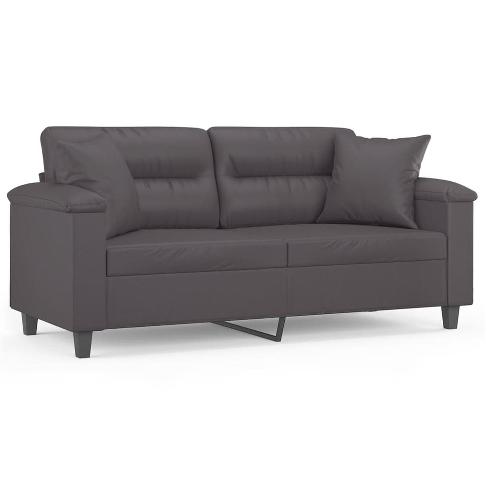 Graues 2-Sitzer Sofa Kunstleder 140cm