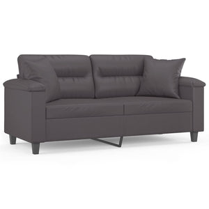 Graues 2-Sitzer Sofa Kunstleder 140cm